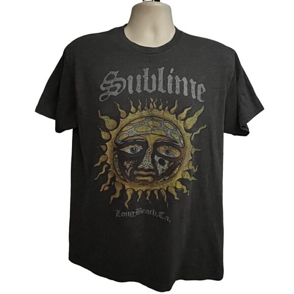 Sublime Long Beach Rock Band Music Gray Sun Graphic T-Shirt Large Cotton Stretch - Picture 1 of 7